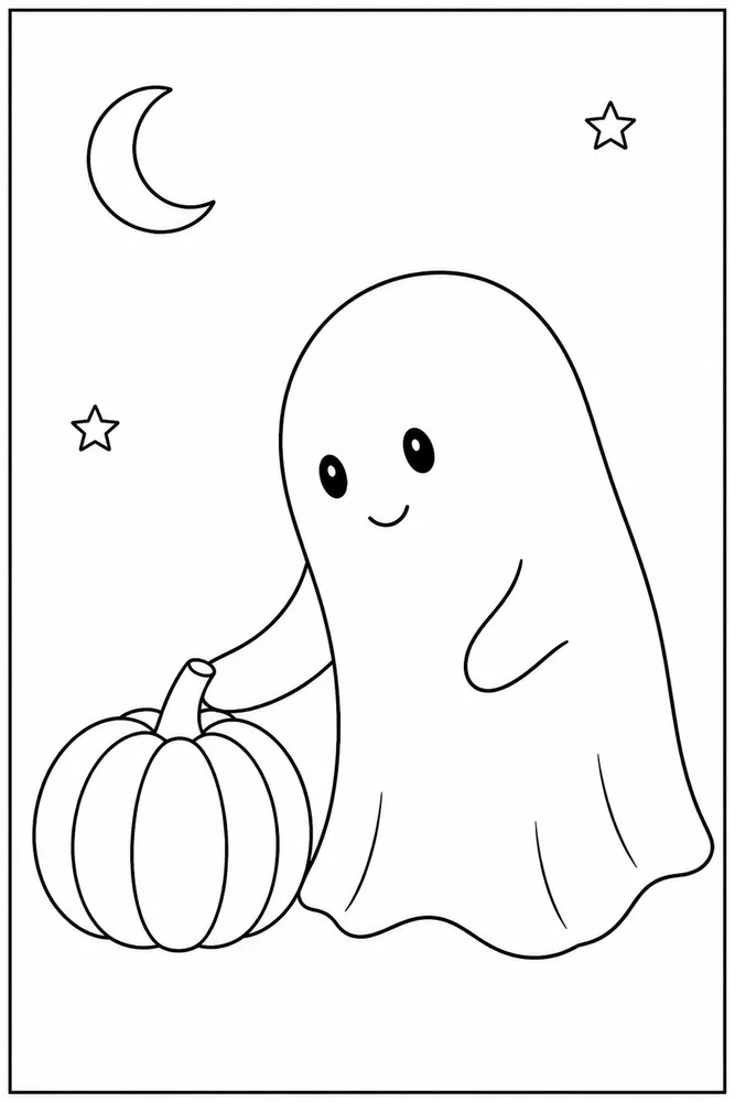Halloween Ghost Halloween ghost easy beginner page coloring page