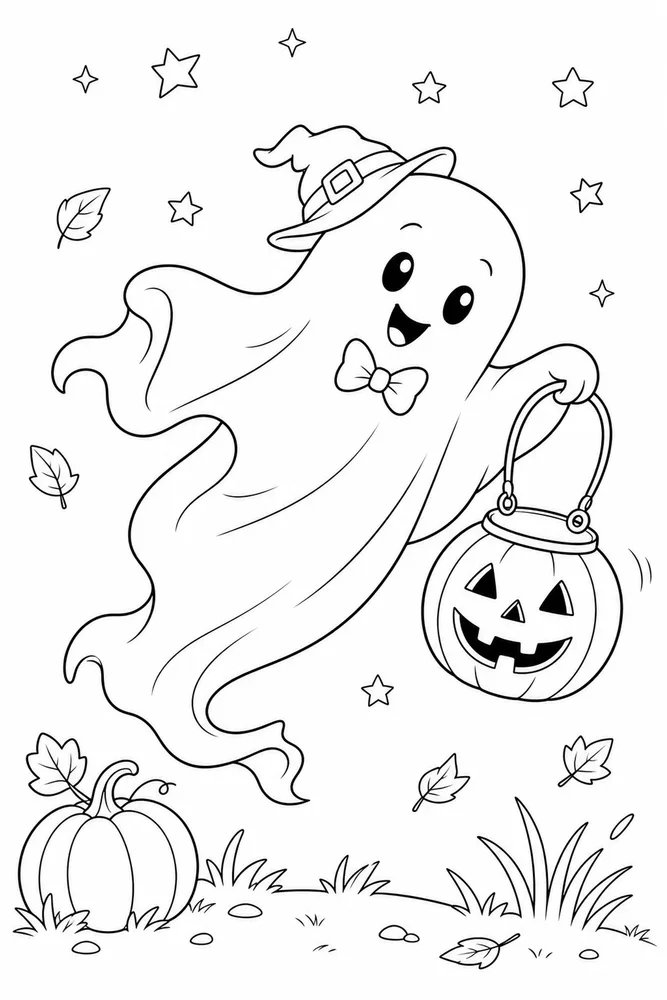 Halloween Ghost Halloween ghost playful pose coloring page