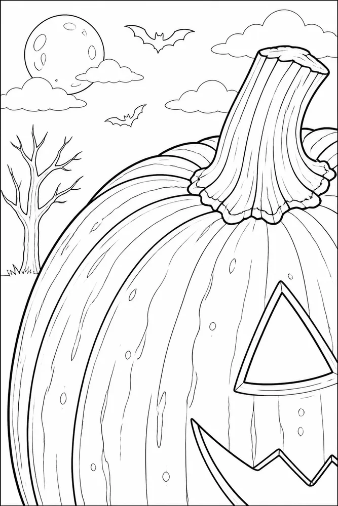 Halloween Pumpkin Halloween pumpkin close up detail coloring page