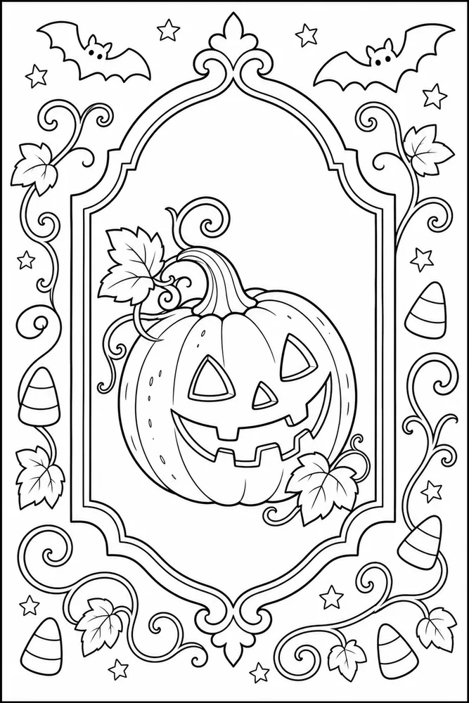 Halloween Pumpkin Halloween pumpkin decorative border coloring page