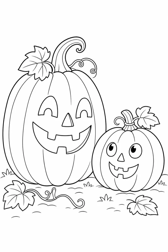 Halloween Pumpkin Halloween pumpkin family scene coloring page