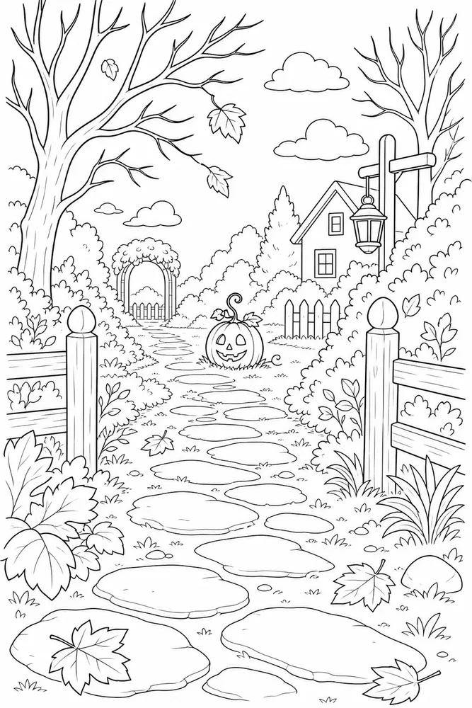 Halloween Pumpkin Halloween pumpkin outdoor path coloring page