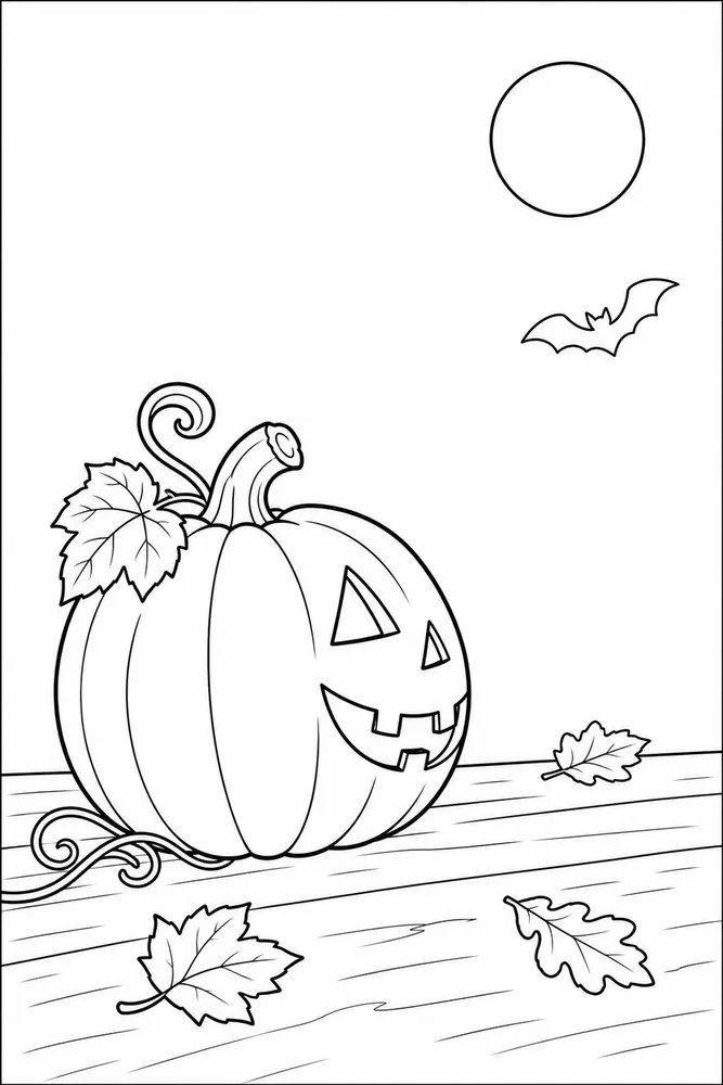Halloween Pumpkin Halloween pumpkin simple scene coloring page