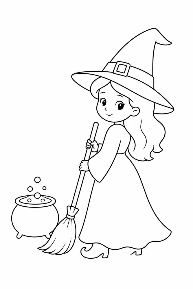Halloween Witch Halloween witch easy beginner page coloring page