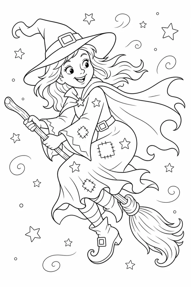 Halloween Witch Halloween witch playful pose coloring page