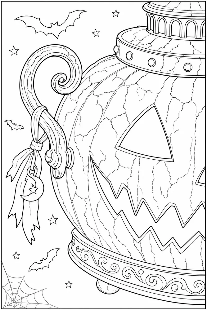 Spooky Halloween Spooky halloween close up detail coloring page