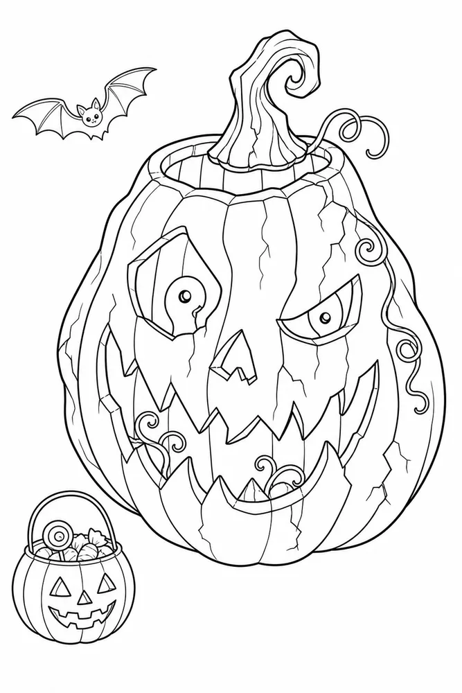 Spooky Halloween Spooky halloween front portrait coloring page