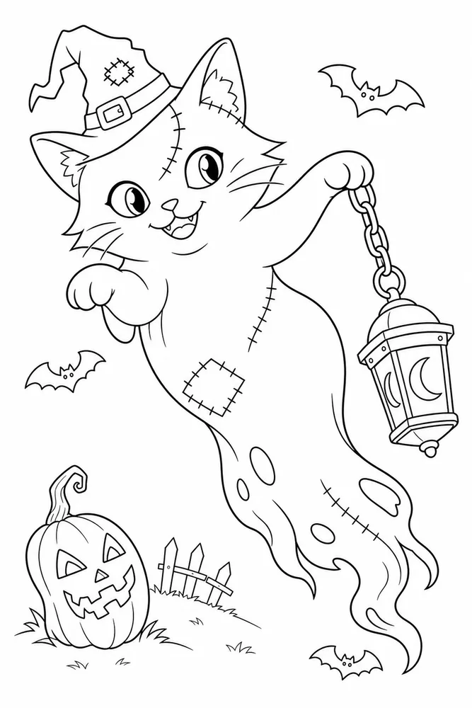 Spooky Halloween Spooky halloween playful pose coloring page