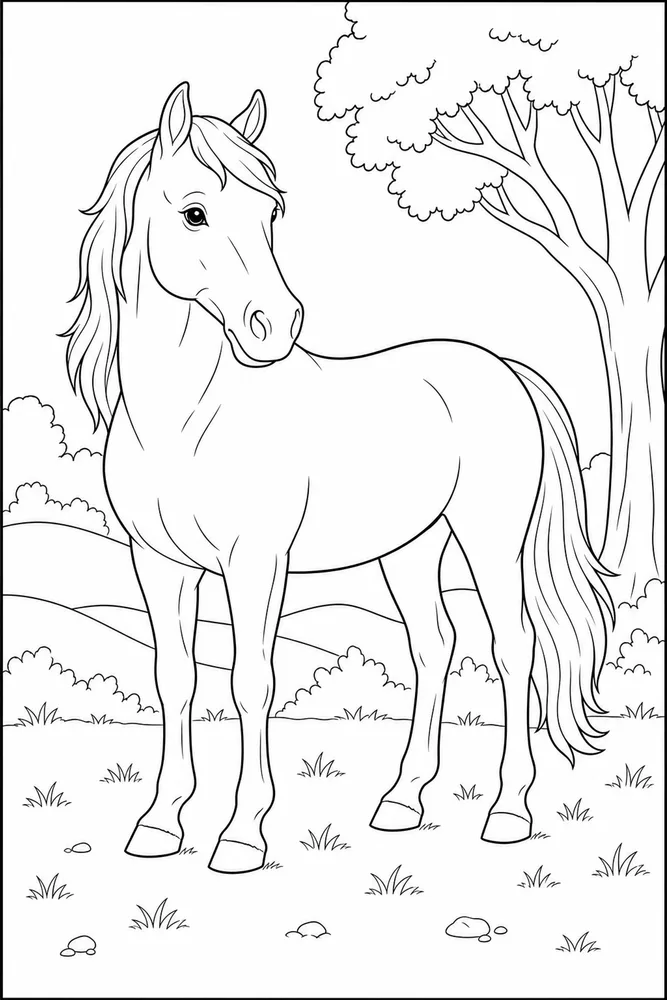 Adult Horse Calm Portrait coloring page
