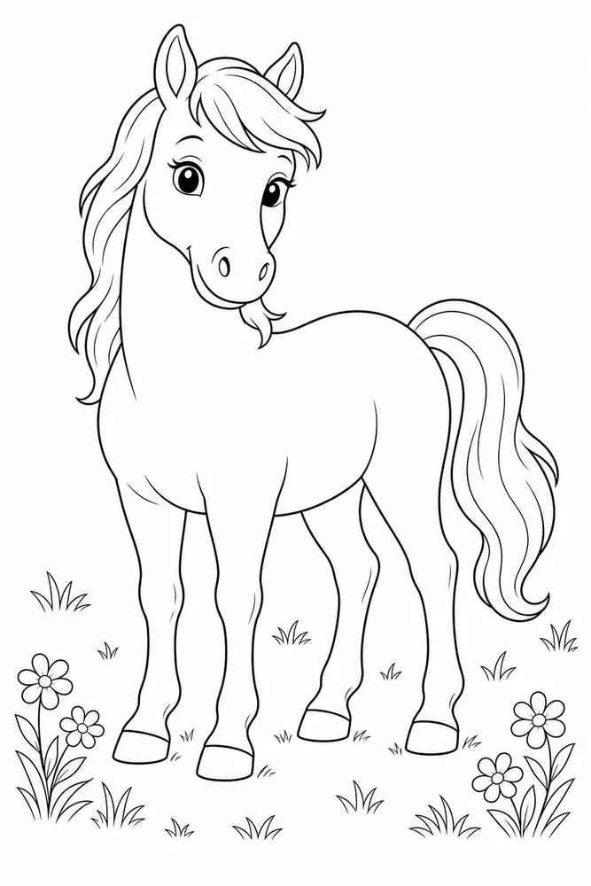 Cute Horse Sweet Portrait coloring page
