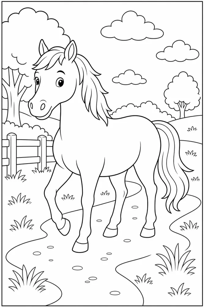 Easy Horse Basic Path coloring page