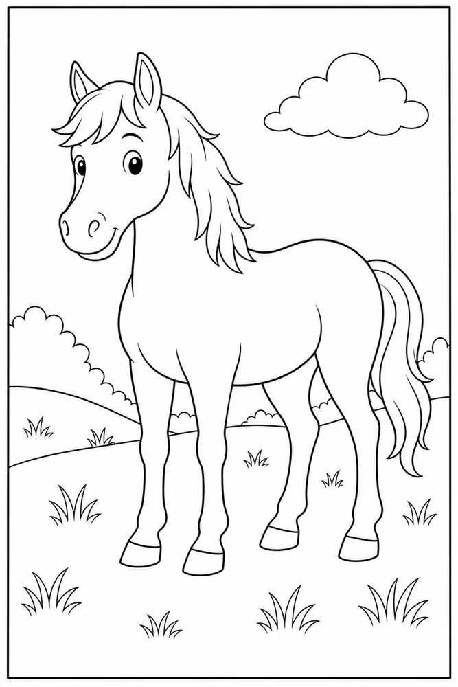 Easy Horse Easy Beginner Page coloring page