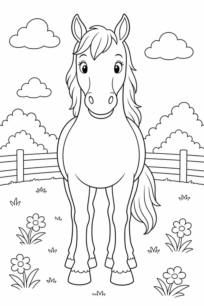 Easy Horse Front View coloring page