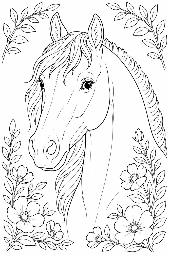 Horse Head Crest Detail coloring page