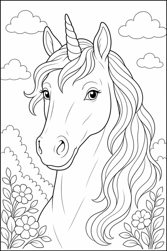Horse Head Horn Detail coloring page