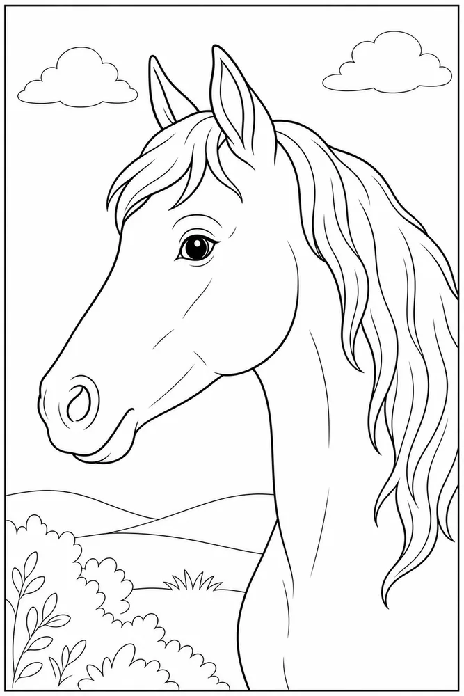 Horse Head Side Head Profile coloring page