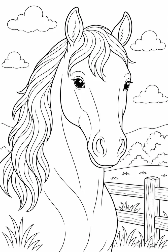 Horse Head Simple Head Outline coloring page