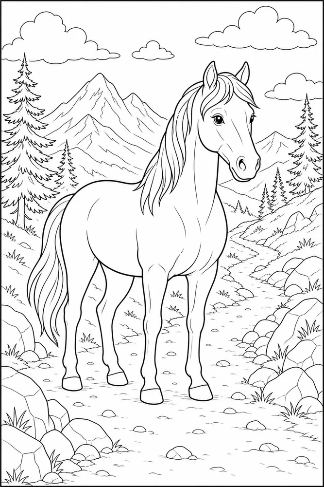 Horse Horse Mountain Trail coloring page