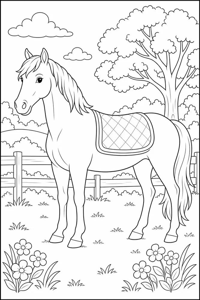 Horse Horse Saddle Blanket coloring page