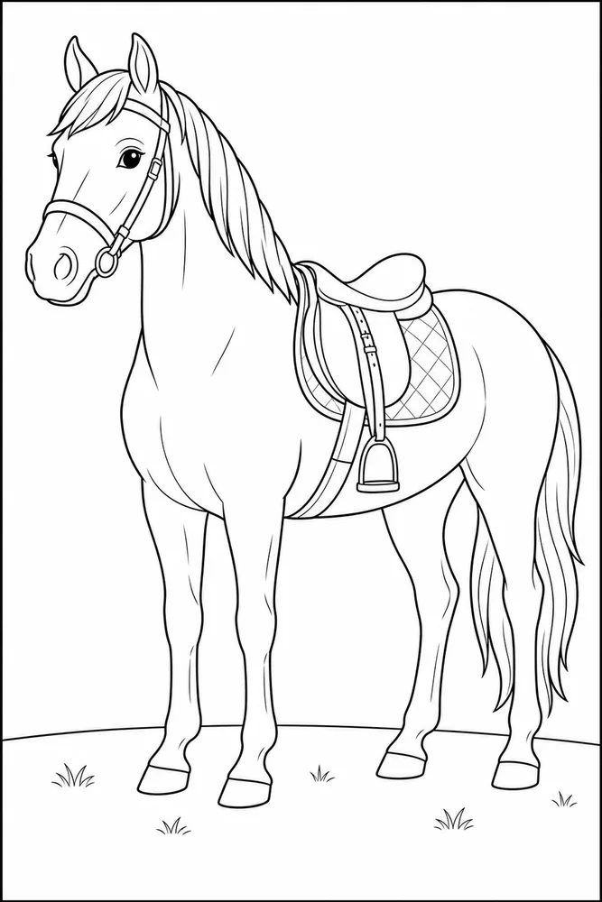 Horse With Saddle English Saddle Generic coloring page