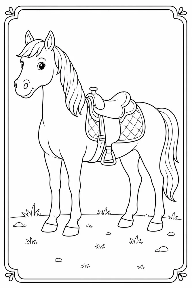 Horse With Saddle Saddle Blanket coloring page