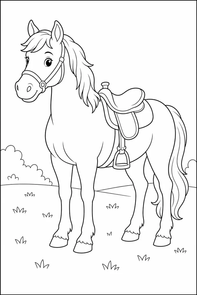 Horse With Saddle Saddle On Horse coloring page