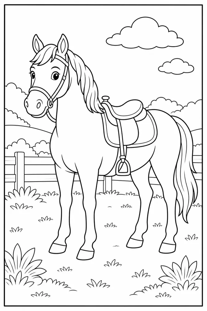 Horse With Saddle Simple Saddle Horse coloring page