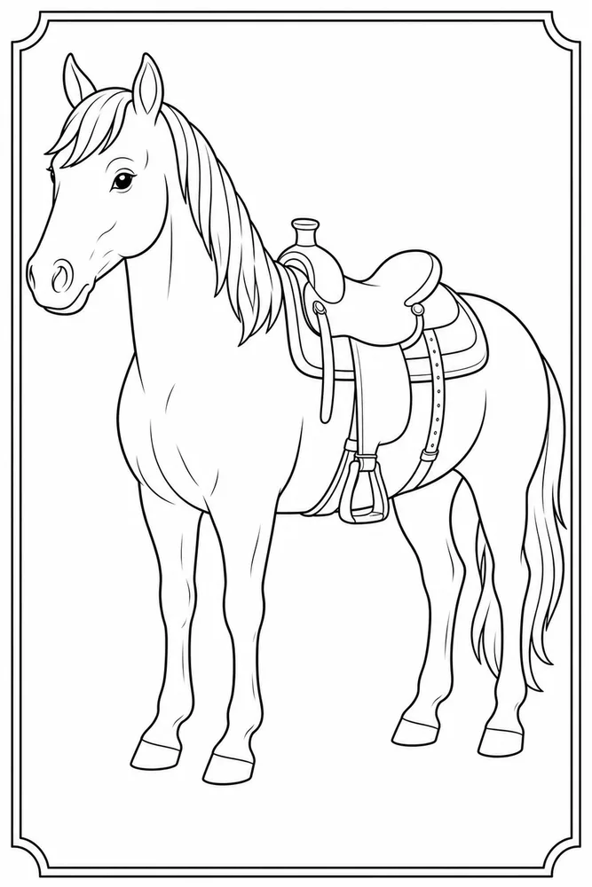 Horse With Saddle Western Saddle Generic coloring page