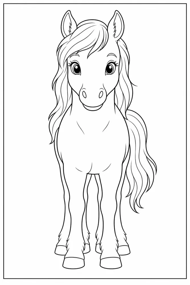 Pony Horse Pony Front View coloring page