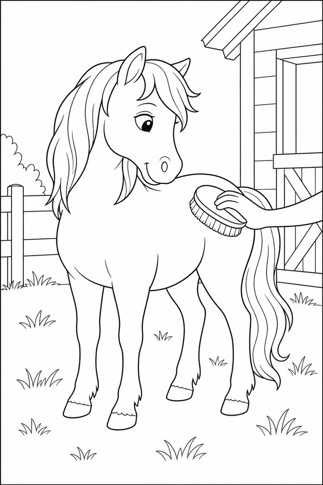 Pony Horse Pony Grooming coloring page