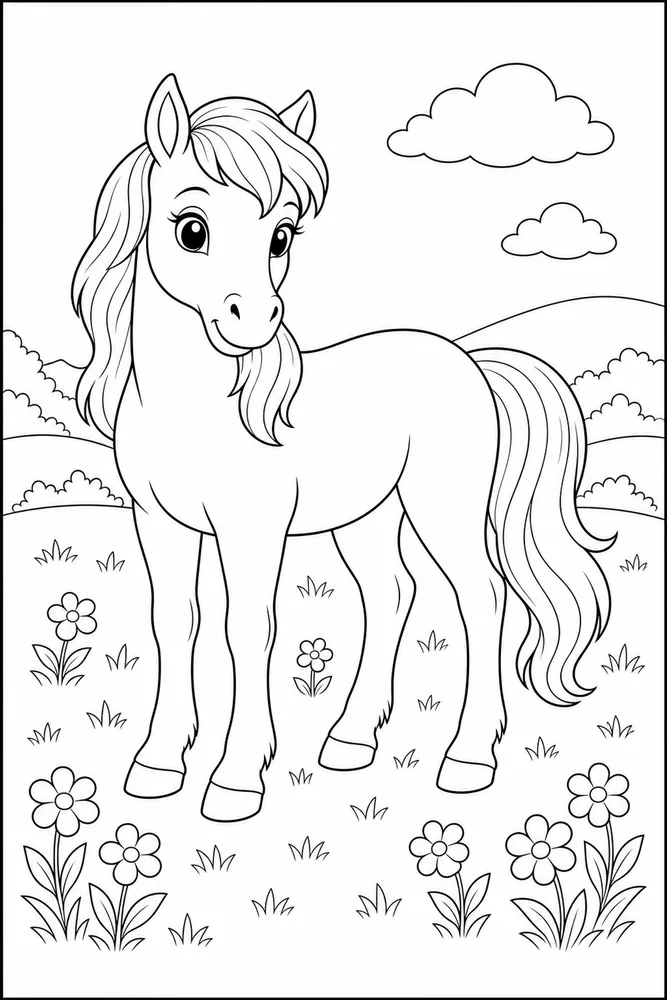Pony Horse Pony Meadow coloring page