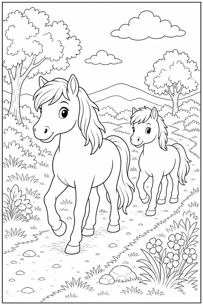 Pony Horse Pony Trail coloring page