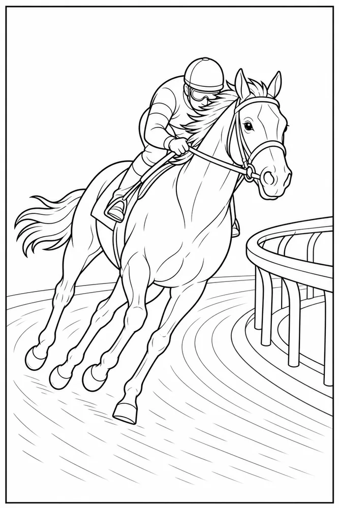 Race Horse Banked Turn coloring page