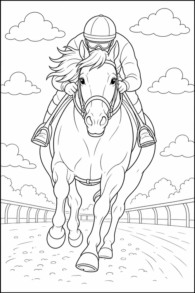Race Horse Race Car Front View coloring page