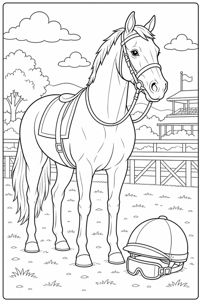 Race Horse Racing Helmet Prop coloring page