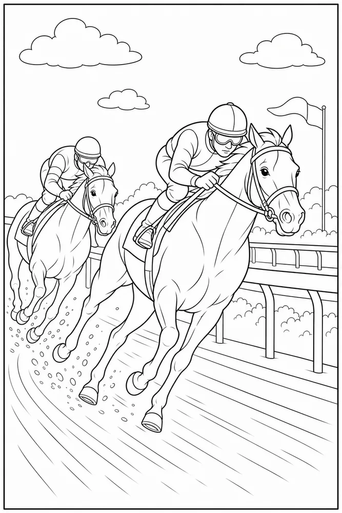 Race Horse Speedway Bend coloring page