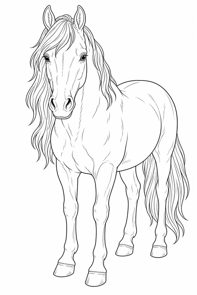 Realistic Horse Detailed Face coloring page