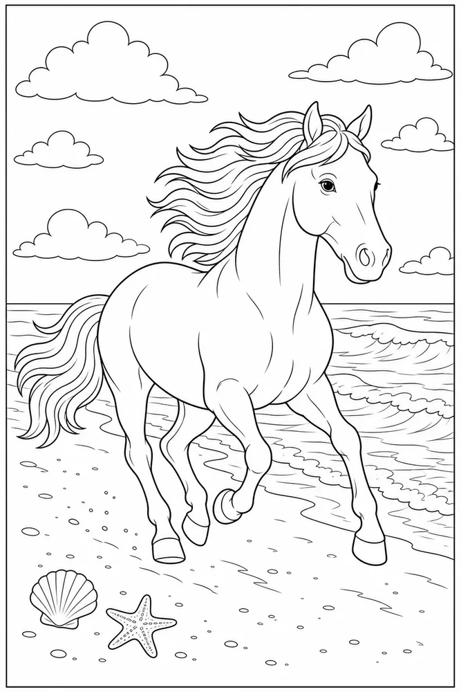Running Horse Beach Run coloring page