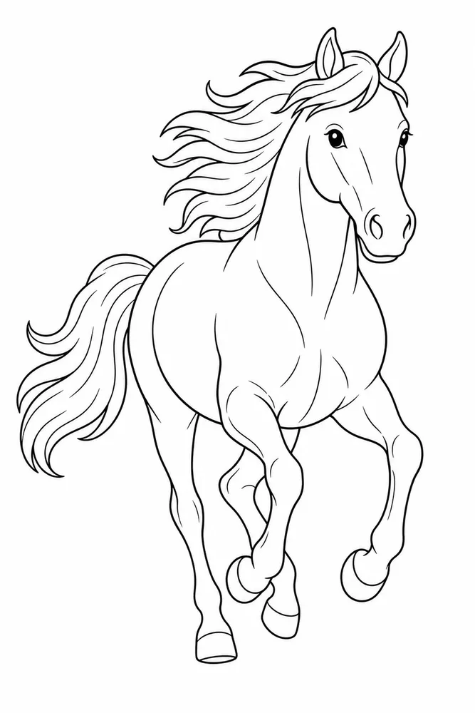 Running Horse Simple Running Pose coloring page