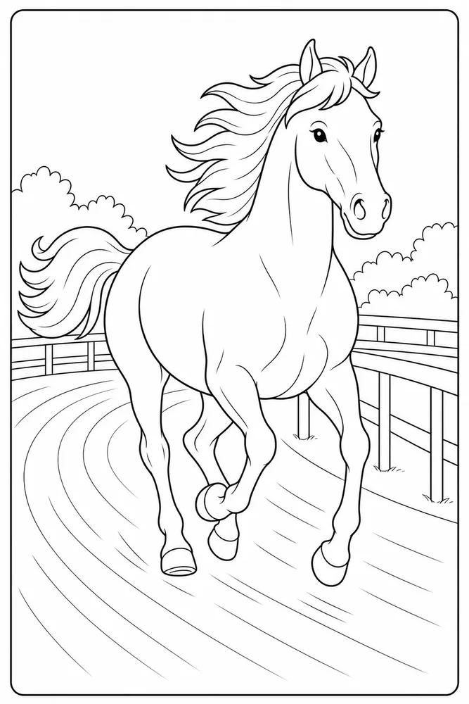Running Horse Track Curve coloring page