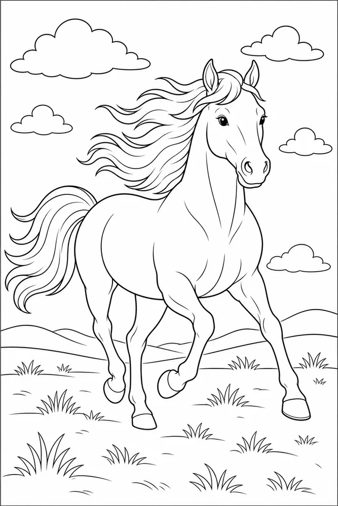 Running Horse Windy Mane coloring page