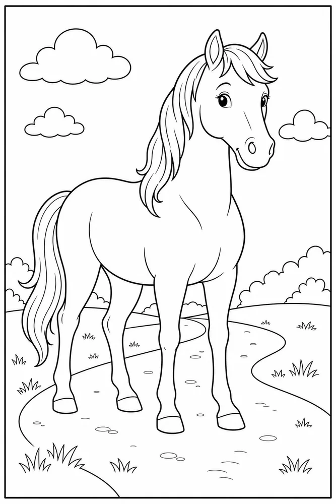 Simple Horse Basic Shape Path coloring page