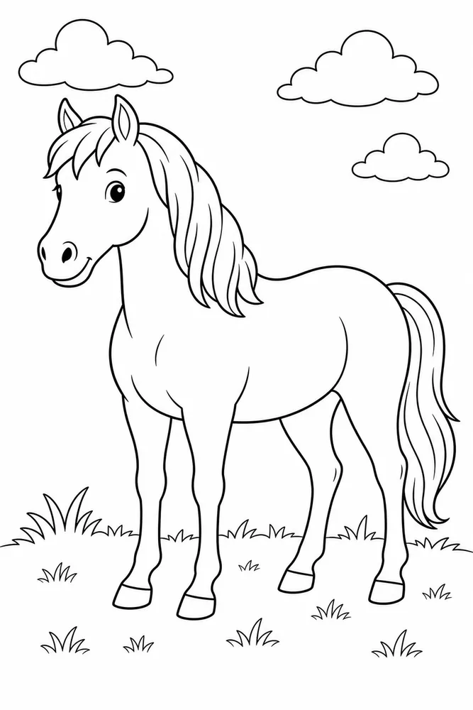 Simple Horse Clear Silhouette coloring page