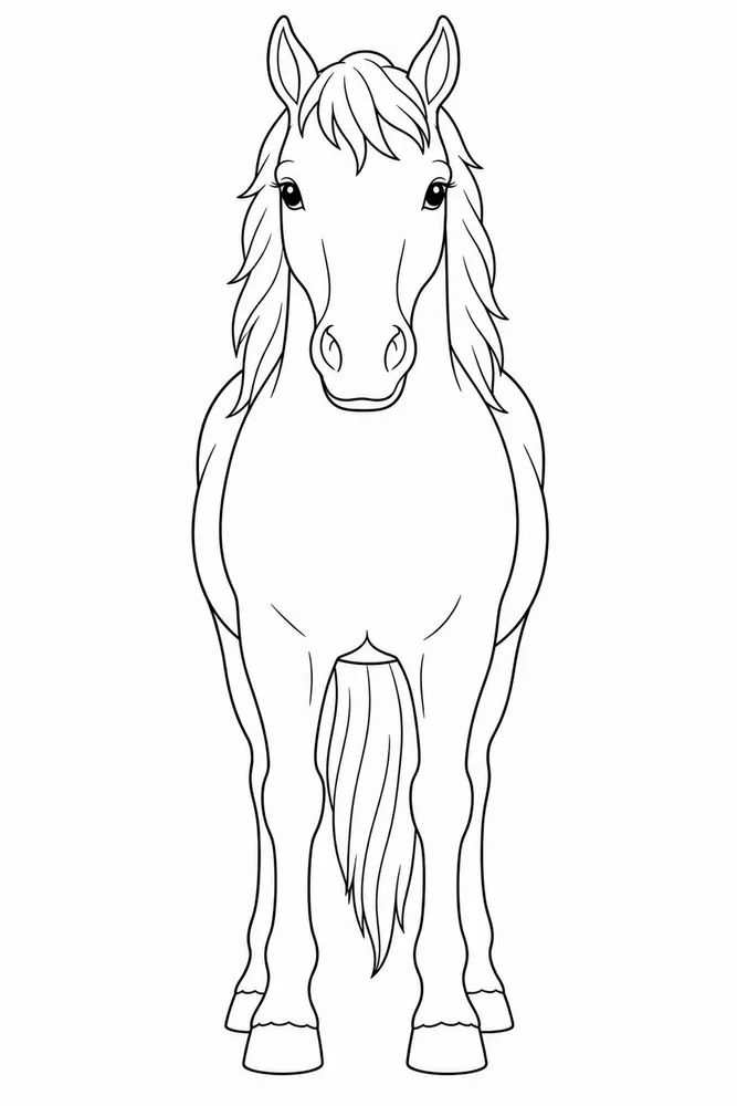 Simple Horse Front View coloring page