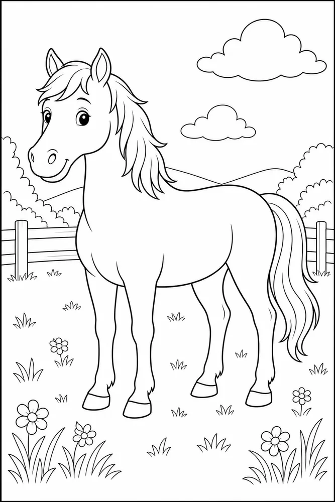 Simple Horse Open Page coloring page
