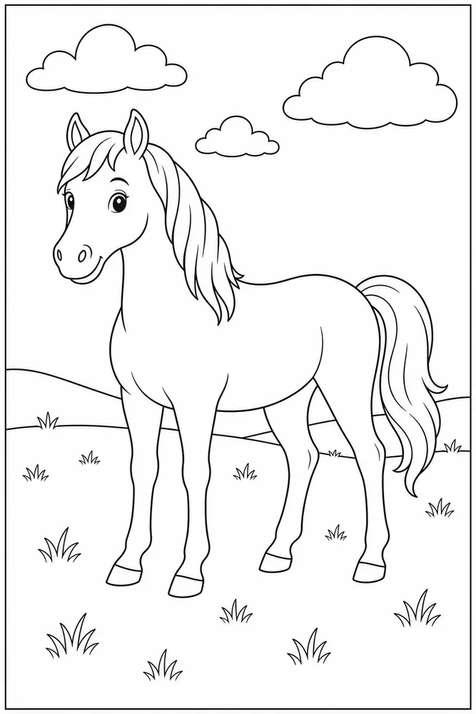 Simple Horse Plain Meadow coloring page