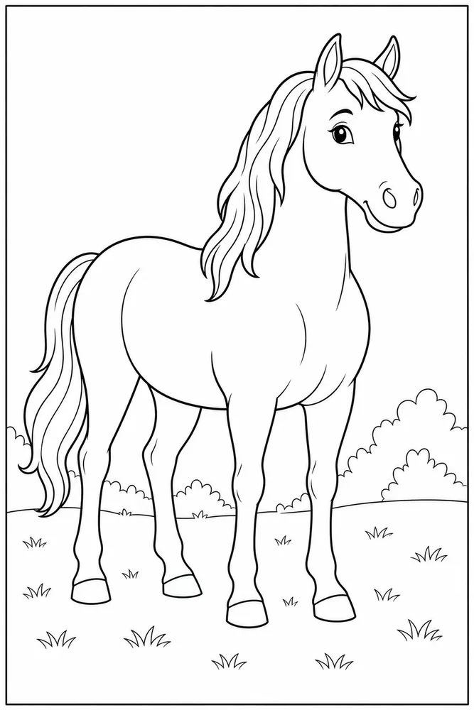Simple Horse Single Large Outline coloring page