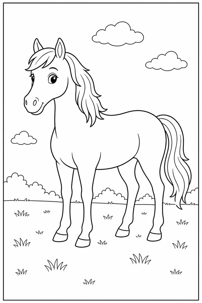 Simple Horse Wide Spacing coloring page