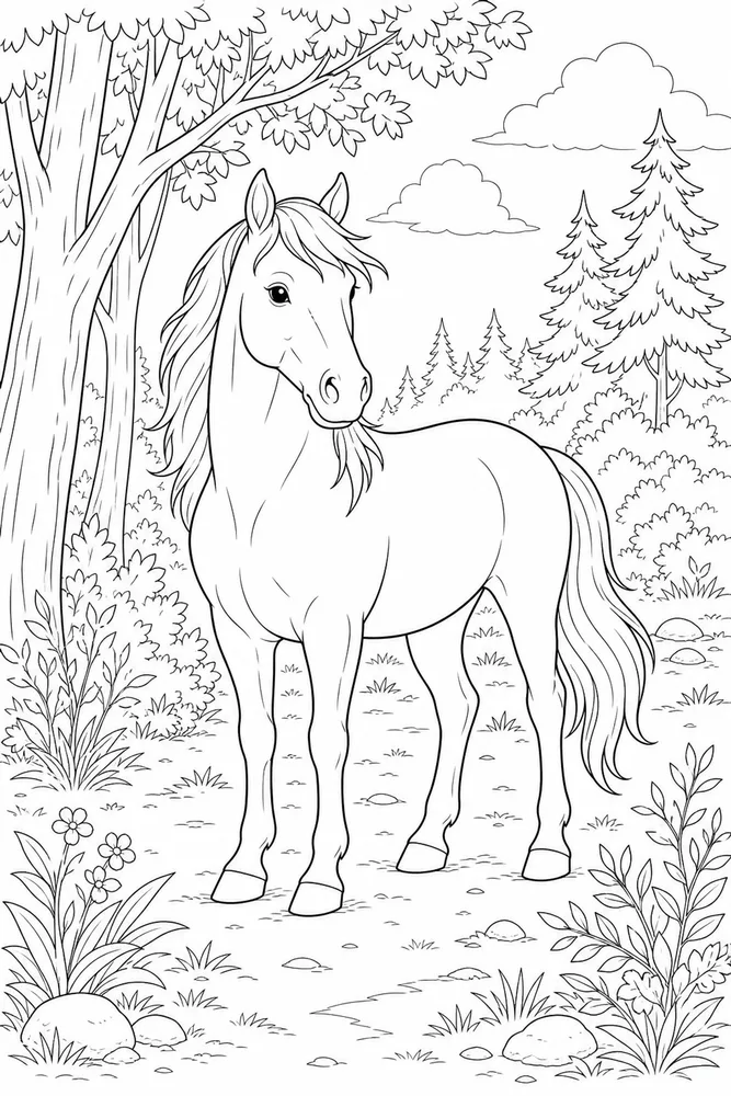 Wild Horse Forest Edge coloring page
