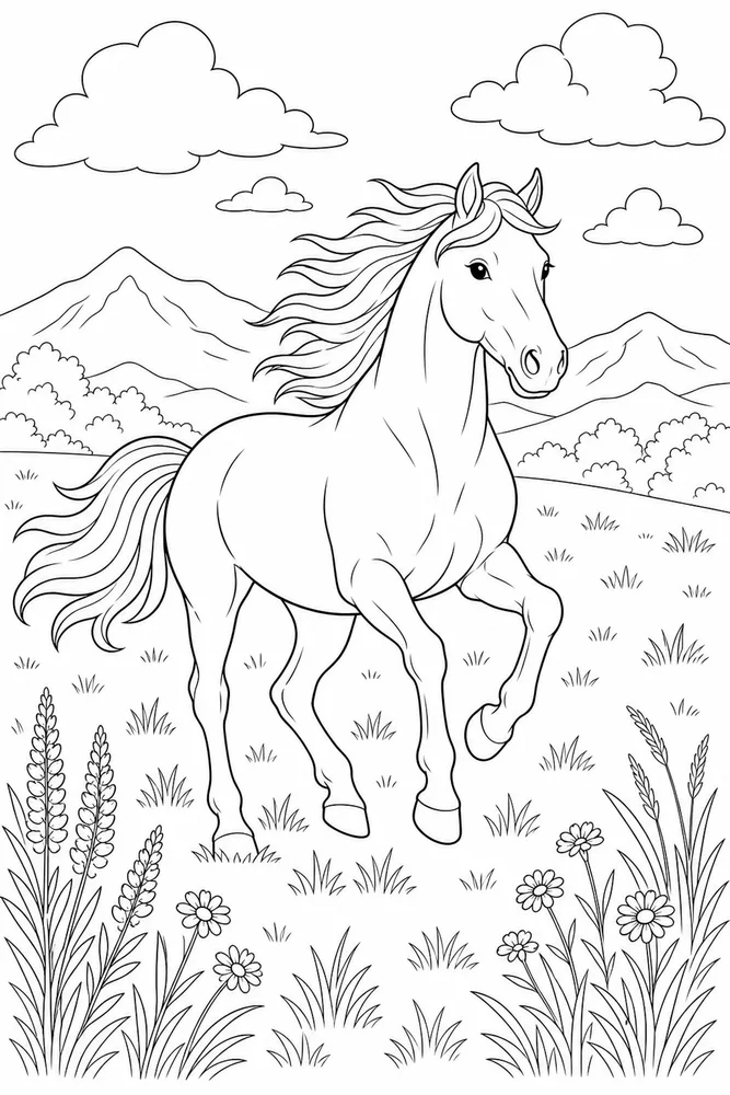 Wild Horse Open Meadow coloring page